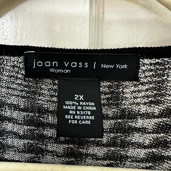 Joan Vass Duster Open Front Cardigan Sweater Womens 2X Black White Houndstooth - Picture 2 of 5